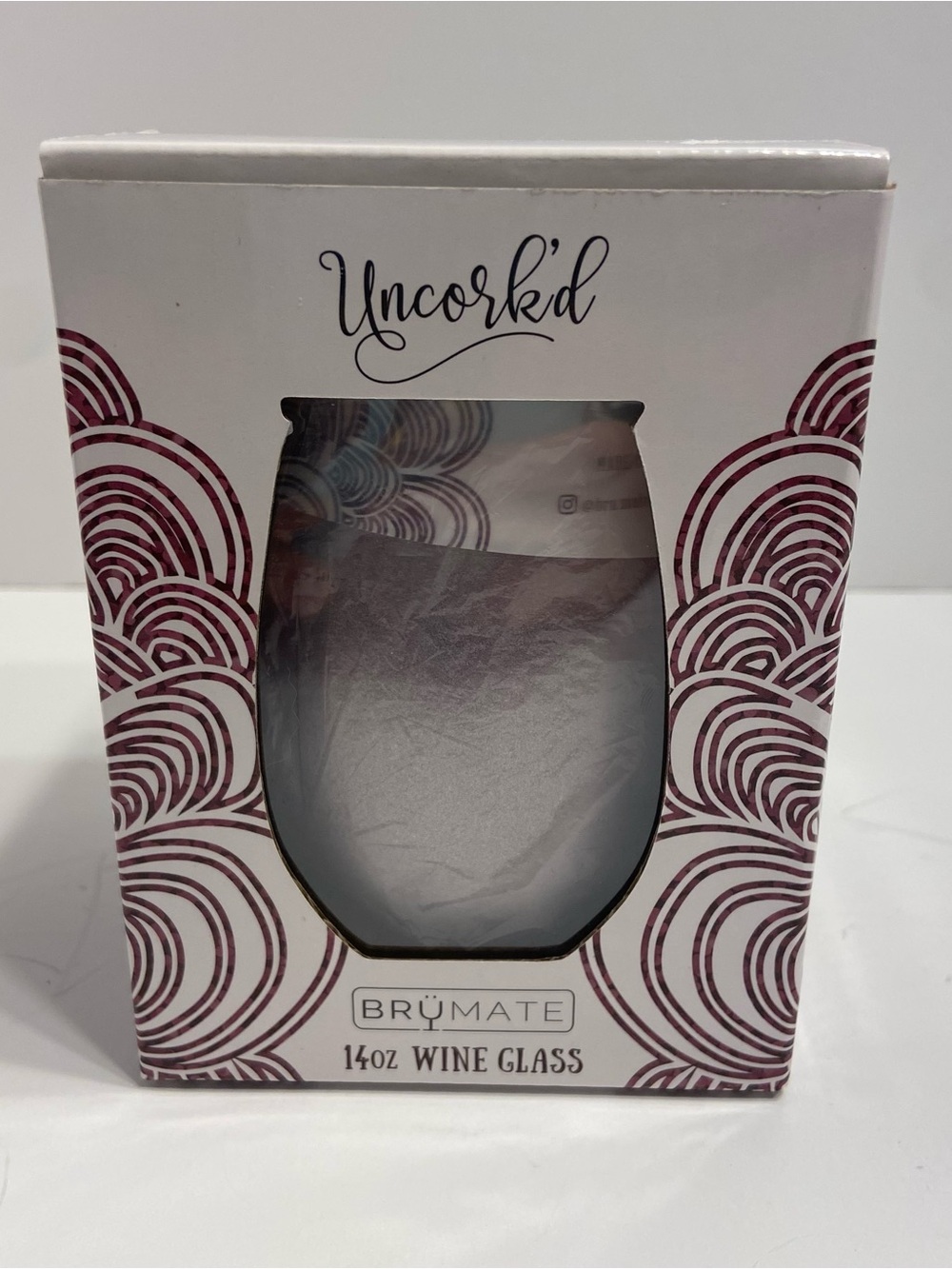 NEW Brumate Uncorked 14oz Insulated Wine Tumbler Purple Grey Giltter